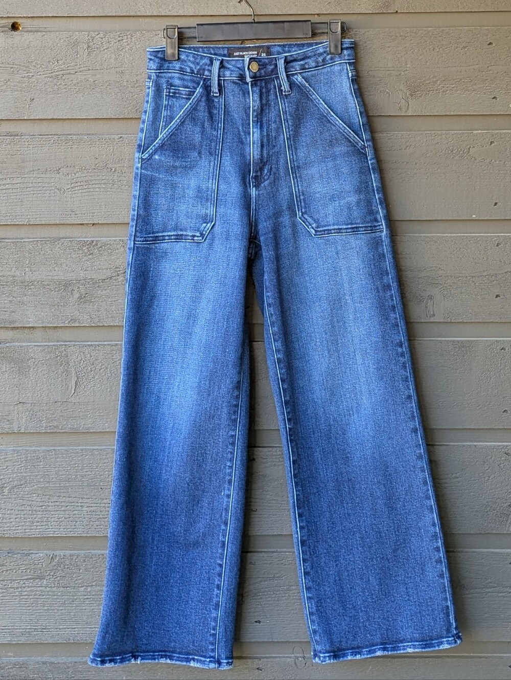 Just Black Denim The Patch Pocket Wide Leg Jeans Size 25 - Picture 1 of 9